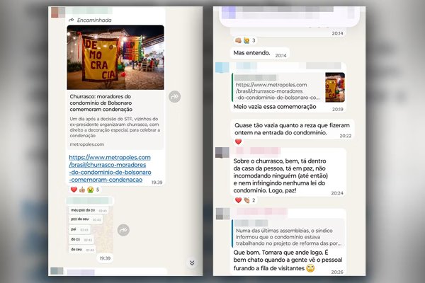 Churrasco “ridículo” e vinho: treta continua no condomínio de Bolsonaro