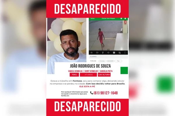 Família pede ajuda para achar pintor que saiu a pé de Formosa ao DF