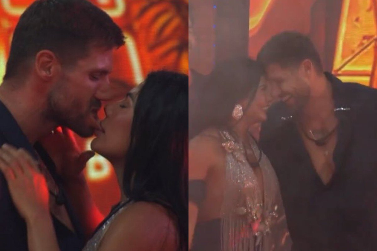 BBB 26: veja momento em que Jonas e Marciele se beijam em festa